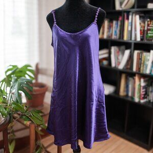 Y2K Purple Satin Slip Dress Cami Adjustable Straps Fairycore M Coquette Lingerie